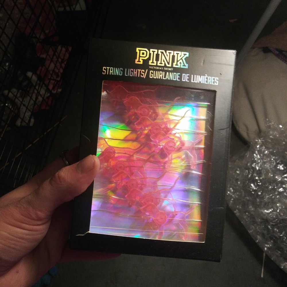 victoria's secret pink dog garland lights